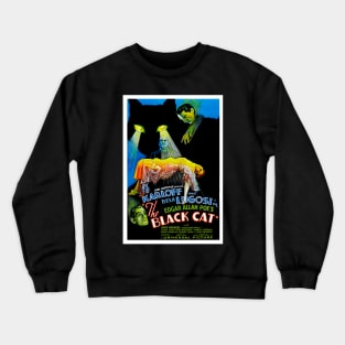 Completely Retouched The Black Cat Movie Poster from 1934 Crewneck Sweatshirt